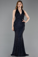 Long Navy Blue Beaded Mermaid Prom Dress ABU6165