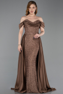 Light Brown Long Beaded Evening Dress ABU5542