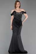 Long Black Satin Mermaid Prom Dress ABU6166