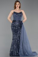 Long Anthracite Scaly Evening Dress ABU6173