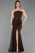 Long Brown Dantelle Evening Gown ABU6169
