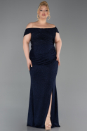Long Navy Blue Plus Size Evening Gown ABU5714