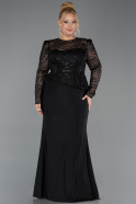 Long Black Plus Size Evening Dress ABU6183