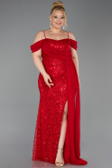 Long Red Scaly Plus Size Evening Gown ABU6134