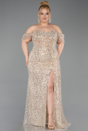 Gold Long Scaly Plus Size Engagement Dress ABU3579