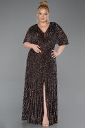Brown Long Scaly Plus Size Evening Gown ABU5846