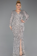 Long Beige Scaly Plus Size Evening Dress ABU6074