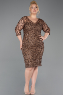 Midi Copper Scaly Plus Size Evening Gown ABK2630