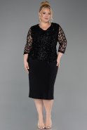 Midi Black Scaly Plus Size Cocktail Dress ABK2631