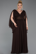 Brown Long Chiffon Plus Size Evening Dress ABU4638