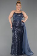 Long Anthracite Scaly Plus Size Engagement Dress ABU6174