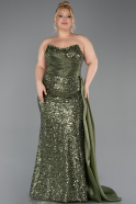Long Olive Drab Scaly Plus Size Engagement Dress ABU6174