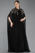 Long Black Chiffon Plus Size Evening Gown ABU6175