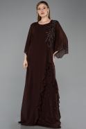 Long Brown Chiffon Plus Size Evening Gown ABU6177