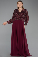 Burgundy Long Chiffon Formal Plus Size Dress ABU5859