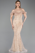 Long Gold Beaded Evening Dress ABU6190