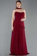 Burgundy Long Chiffon Prom Gown ABU5763