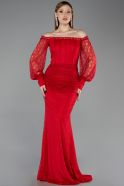 Red Long Dantelle Mermaid Prom Dress ABU5890