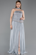 Anthracite Long Chiffon Evening Dress ABU5786