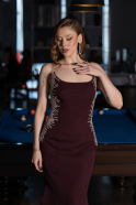 Long Cherry Colored Mermaid Evening Gown ABU6168
