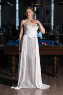 Long White Satin Evening Dress ABU6193