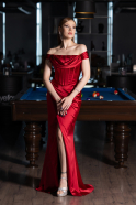 Red Long Satin Evening Dress ABU5976