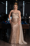 Long Gold Scaly Plus Size Engagement Dress ABU6174
