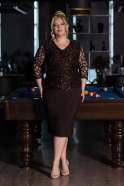 Midi Brown Scaly Plus Size Cocktail Dress ABK2631