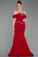 Long Red Plus Size Evening Gown ABU6199