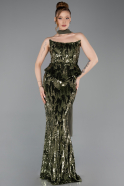 Long Olive Drab Scaly Evening Dress ABU6202