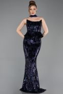 Long Navy Blue Scaly Evening Dress ABU6202