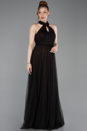 Brown Halter Neck Long Graduation Prom Dress ABU3252