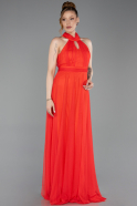 Pomegranate Flower Halter Neck Long Graduation Prom Dress ABU3252