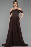 Long Brown Chiffon Evening Dress ABU6221