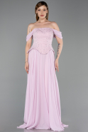 Long Powder Color Chiffon Evening Dress ABU6221