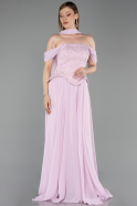 Long Powder Color Chiffon Evening Dress ABU6221