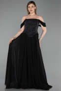 Long Black Chiffon Evening Dress ABU6221