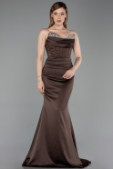 Long Brown Satin Mermaid Prom Dress ABU6222