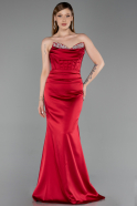 Long Red Satin Mermaid Prom Dress ABU6222