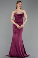 Long Plum Satin Mermaid Prom Dress ABU6222