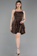 Short Brown Satin Cocktail Dress ABK2640