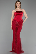 Long Burgundy Beaded Evening Dress ABU6234