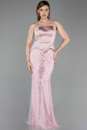 Long Powder Color Beaded Evening Dress ABU6234