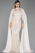 Long Beige Beaded Evening Dress ABU6236