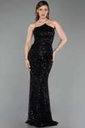Long Black Beaded Evening Dress ABU6236