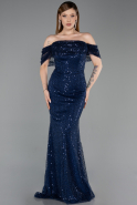 Long Navy Blue Scaly Evening Dress ABU6237