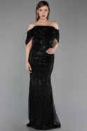 Long Black Scaly Evening Dress ABU6237