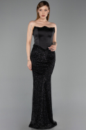 Long Black Beaded Evening Dress ABU6238