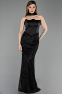 Long Black Beaded Plus Size Evening Gown ABU6258