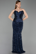 Long Navy Blue Scaly Evening Dress ABU6242